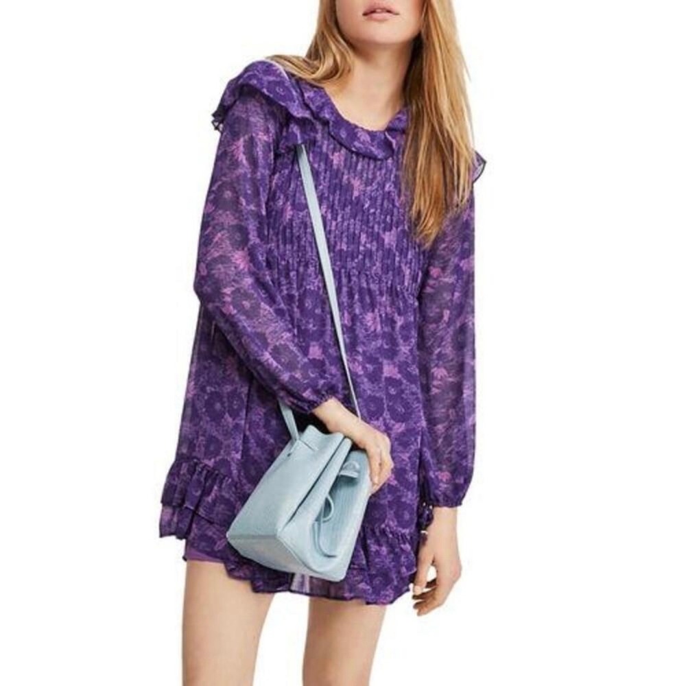 Free People Purple These Dreams Floral Mini Dress Size XS NWT
